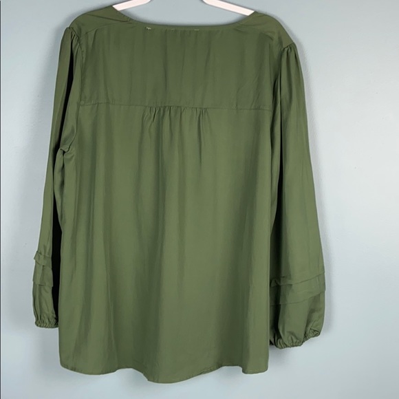 New Directions Olive Green Peasant Blouse Size XL - Picture 4 of 8